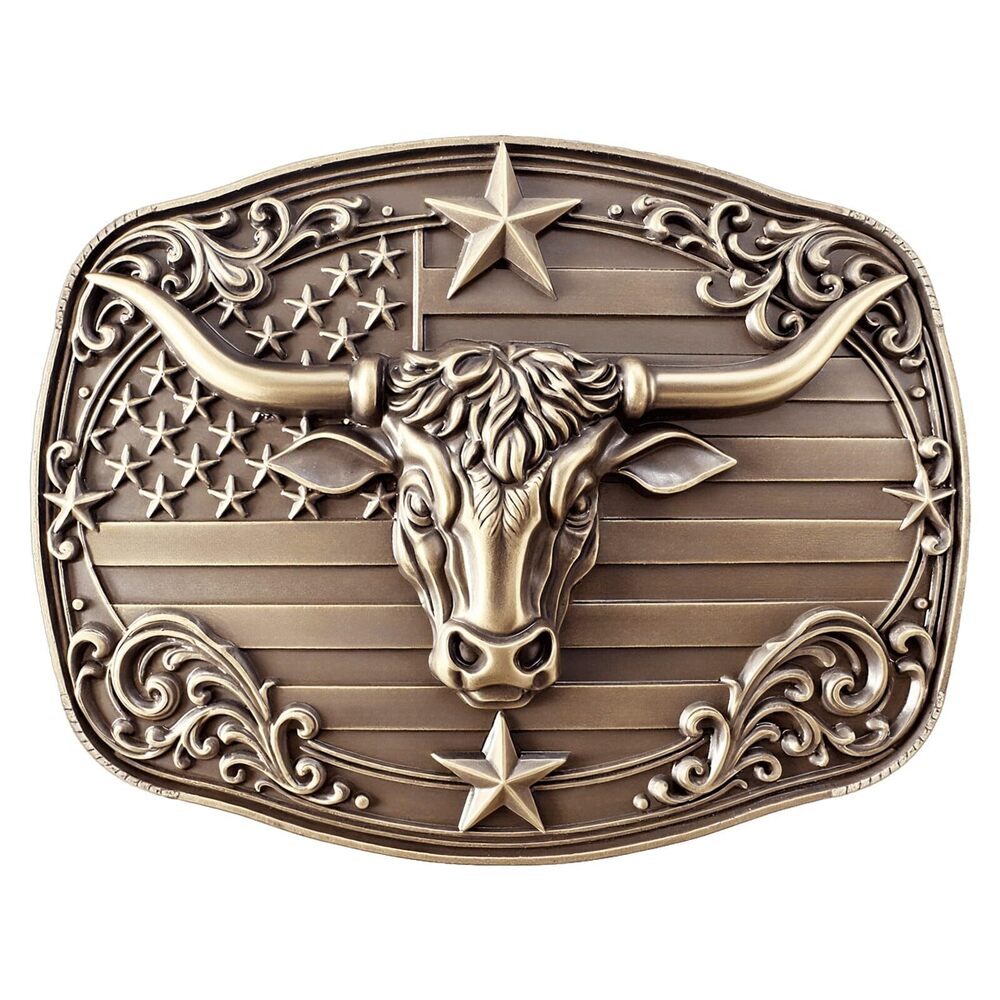 4527 Cowboy Belt Buckle Vintage Rodeo Texas Longhorn bull Western Belt